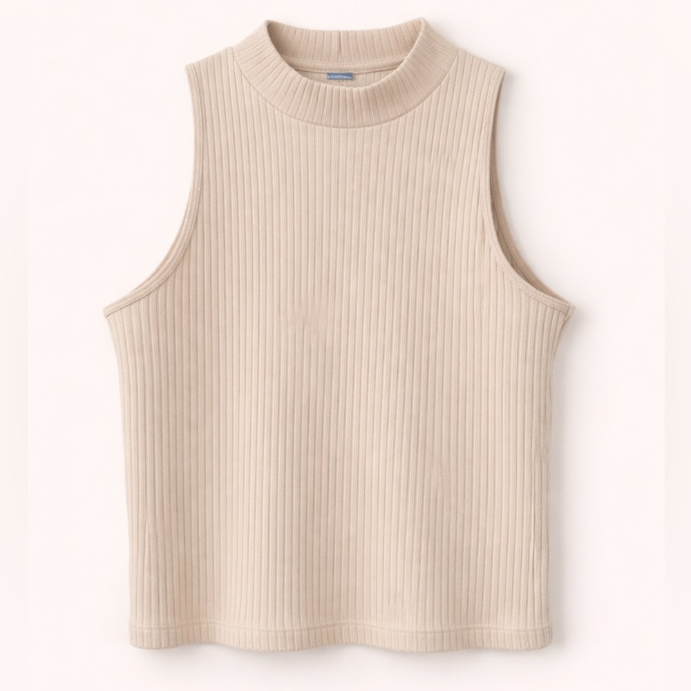 Old Navy Ribbed Mock Neck Tank Top — Beige